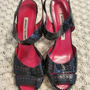 Manolo Blahnik Black and Pink Heels